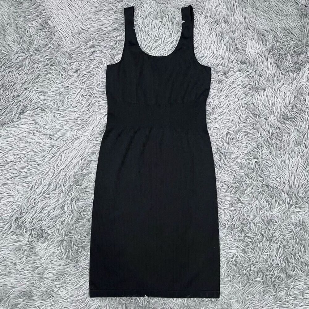 Balance Athletica Black Ribbed Sleeveless Stretch Bodycon Fitted Dress Medium